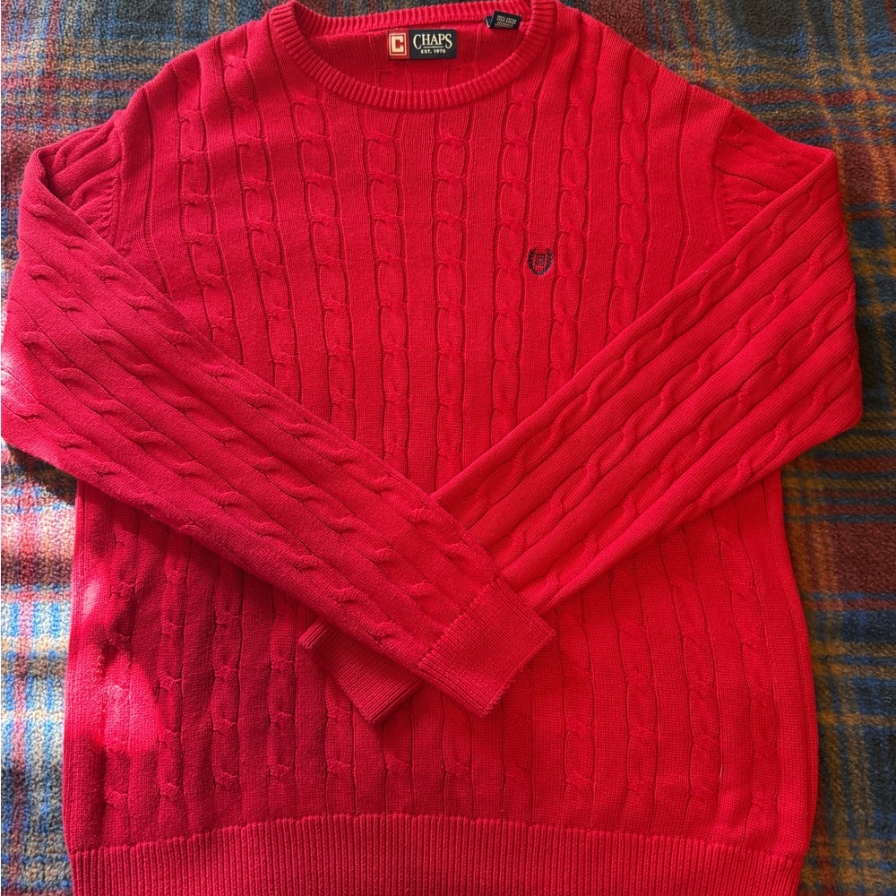 Chaps Men's Red Cable Knit Sweater